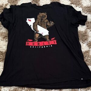 Hurley Black Tee with Bear and California Design
